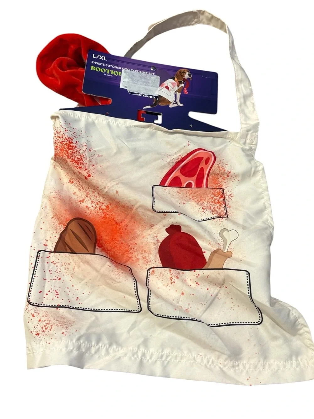 BOOTIQUE BY PETCO 2-Piece Butcher Dog Halloween Costume Set White Red Large/XL